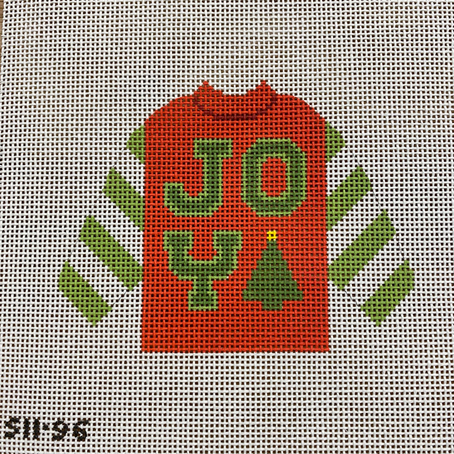 Joy with Tree Pullover Sweater Needlepoint Canvas - KC Needlepoint