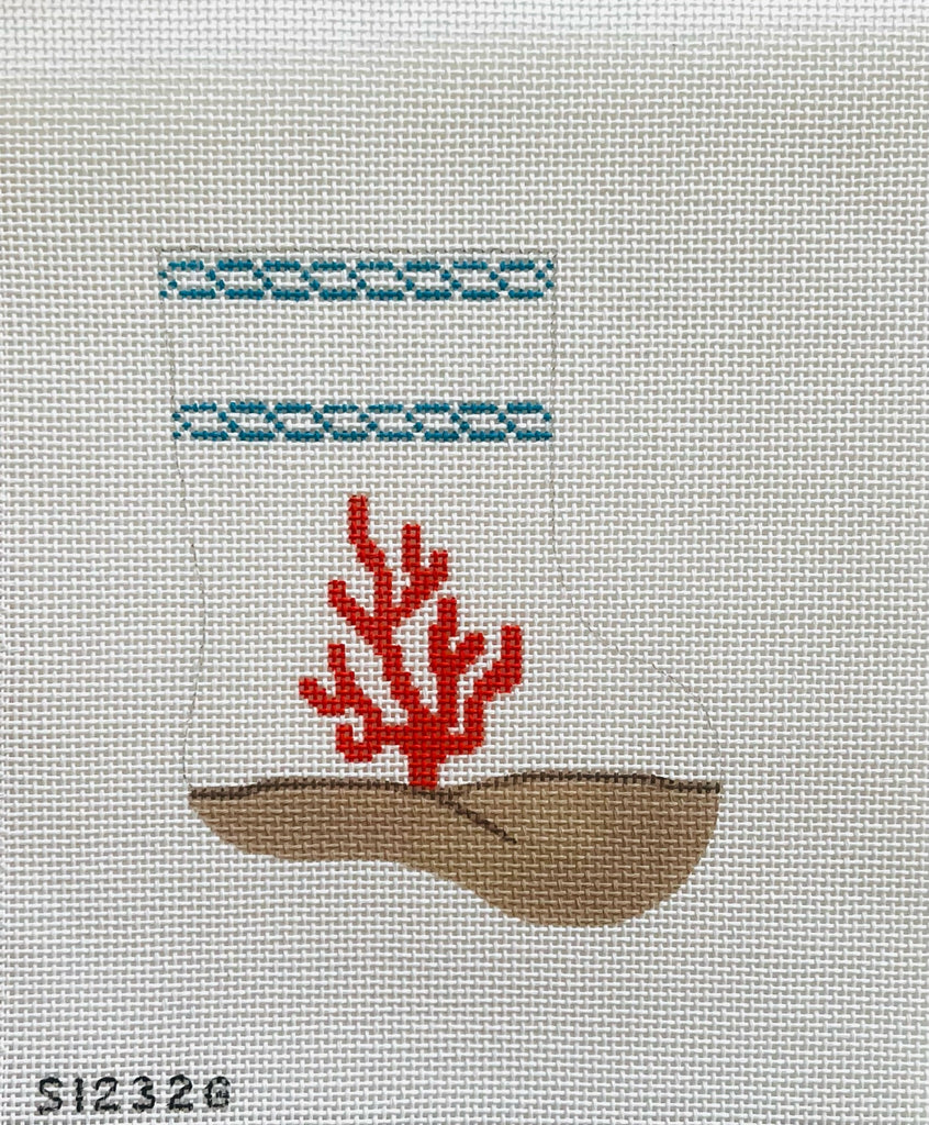 Coral Mini Sock Canvas - KC Needlepoint