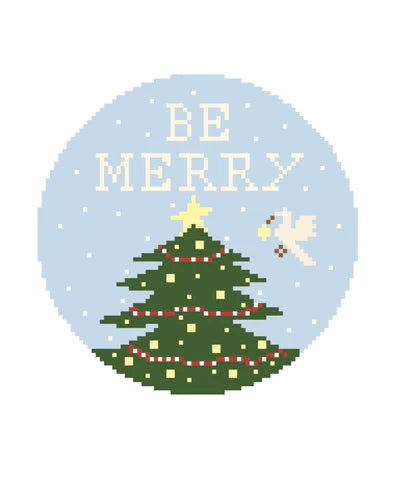 Be Merry Round Canvas - KC Needlepoint