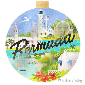 Bermuda Travel Round Needlepoint Canvas - KC Needlepoint