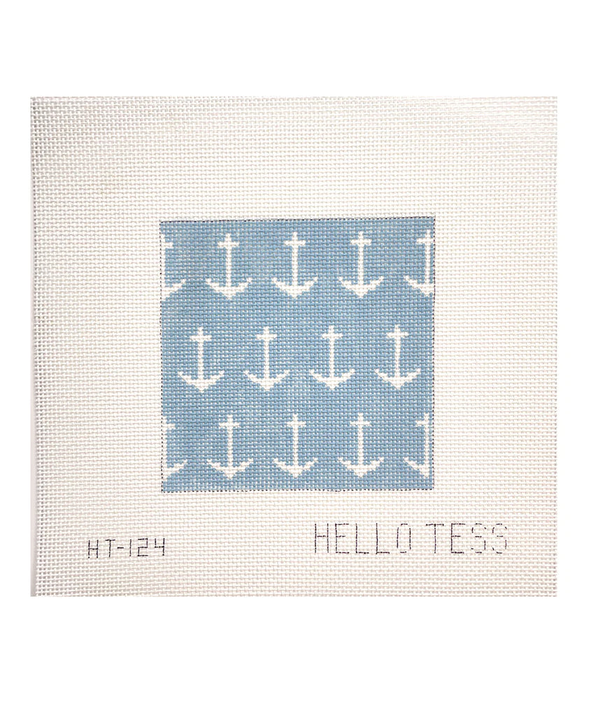 Blue and White Anchors Canvas - KC Needlepoint