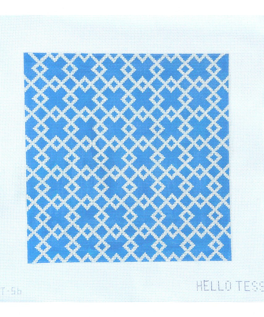 Blue and White Geometric Canvas - KC Needlepoint