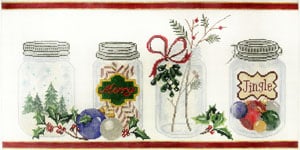 Mason Jar Christmas Canvas - KC Needlepoint