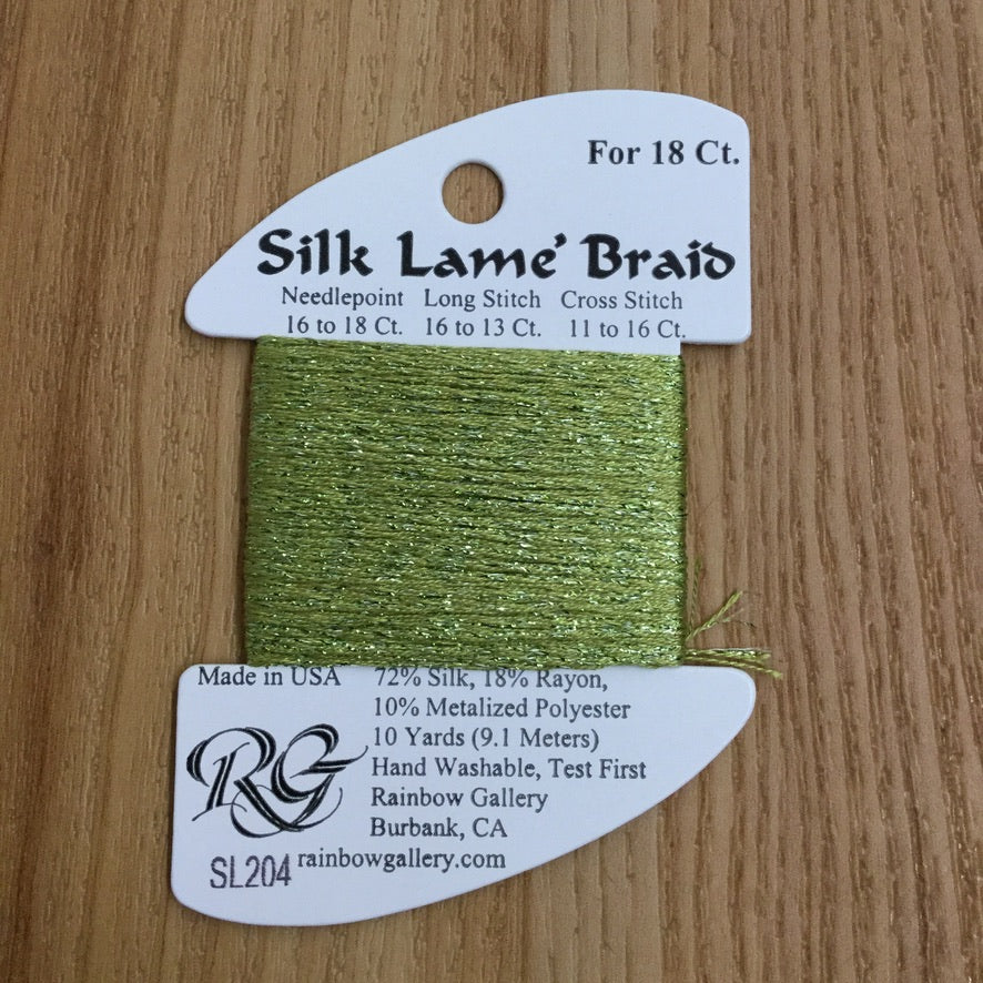 Silk Lamé Braid SL204 Green Olive - needlepoint
