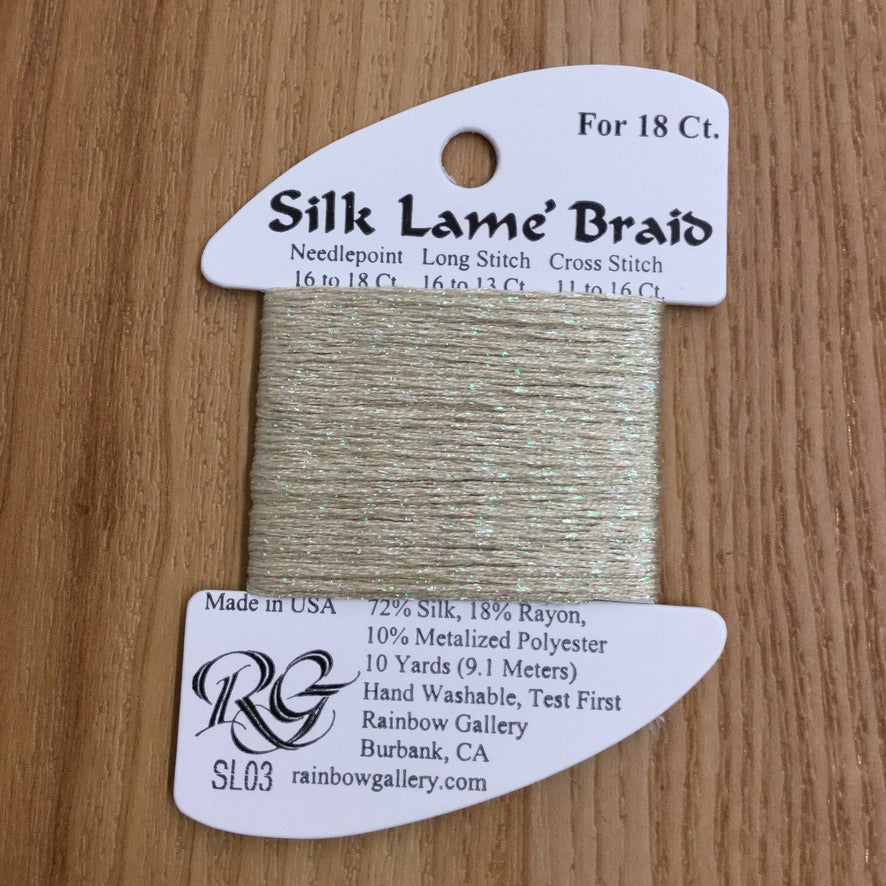 Silk Lamé Braid SL03 Ecru - KC Needlepoint