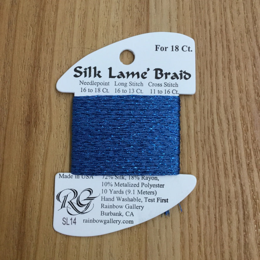 Silk Lamé Braid SL14 Blue - needlepoint