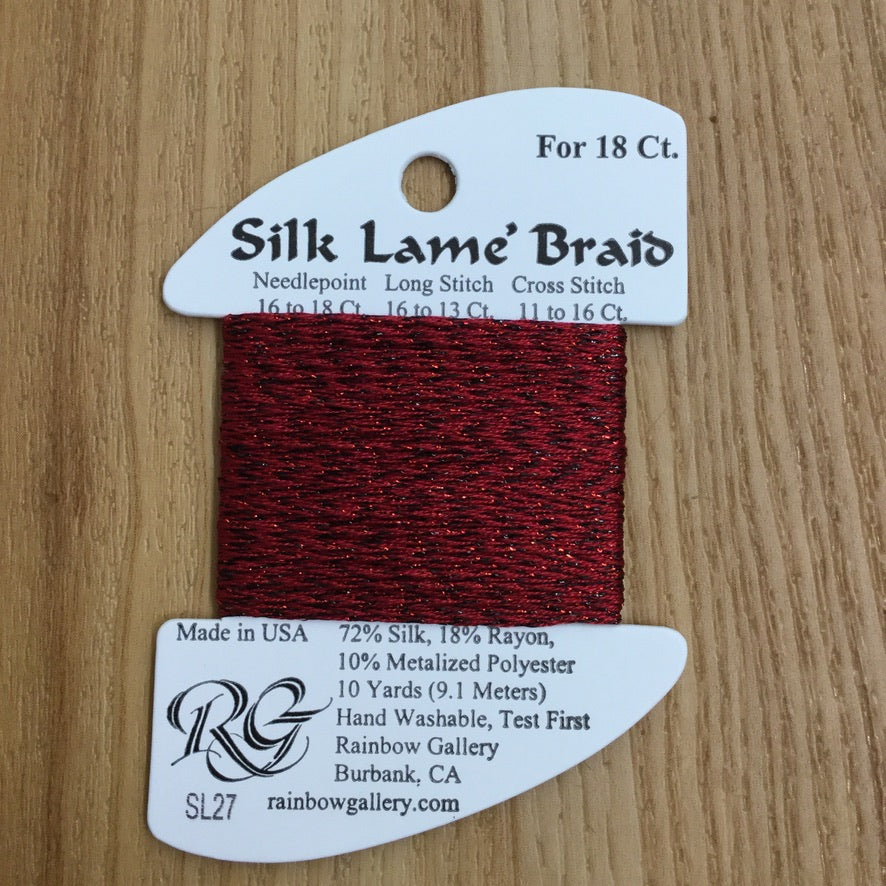 Silk Lamé Braid SL27 Garnet - KC Needlepoint