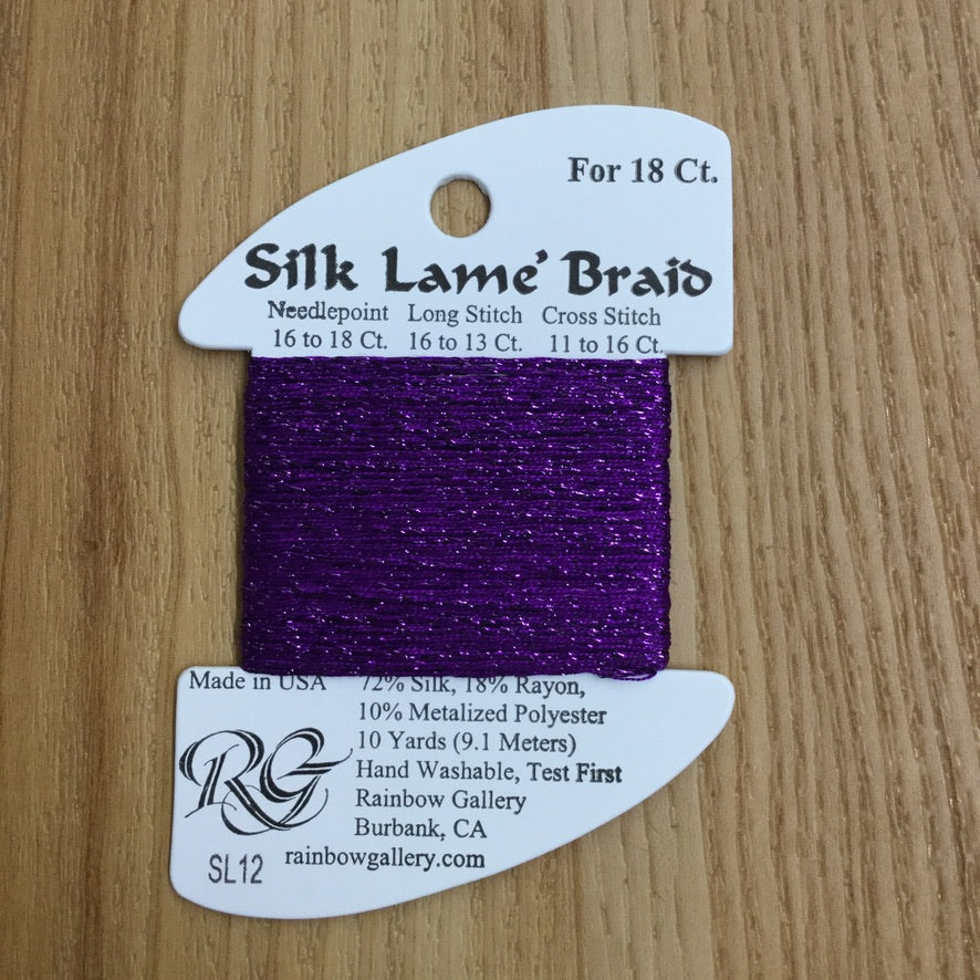 Silk Lamé Braid SL12 Purple - needlepoint
