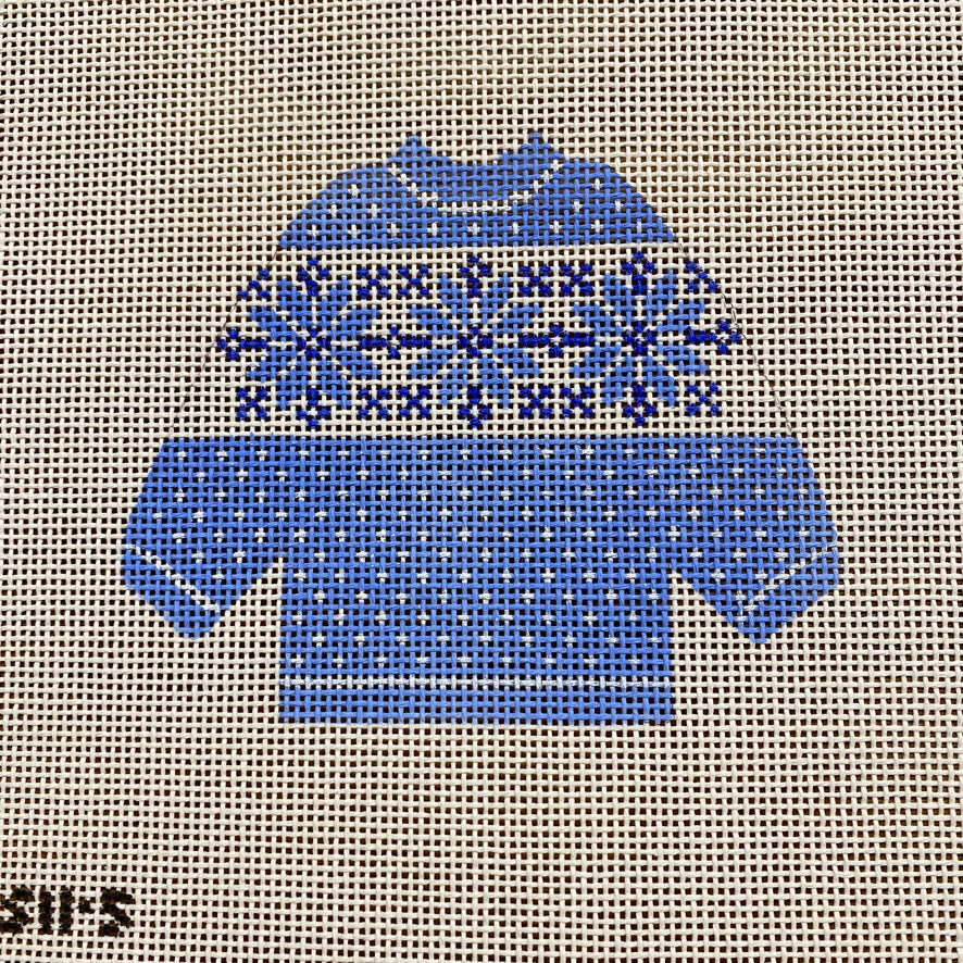 Blue Snowflake Sweater Needlepoint Canvas - KC Needlepoint
