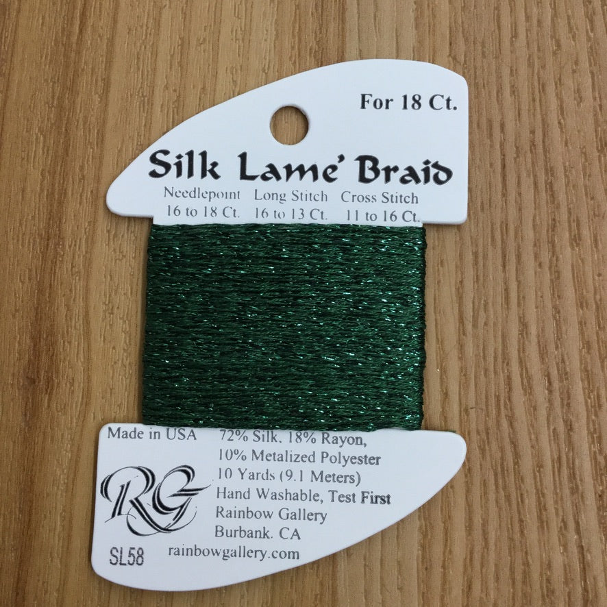Silk Lamé Braid SL58 Dark Christmas Green - KC Needlepoint