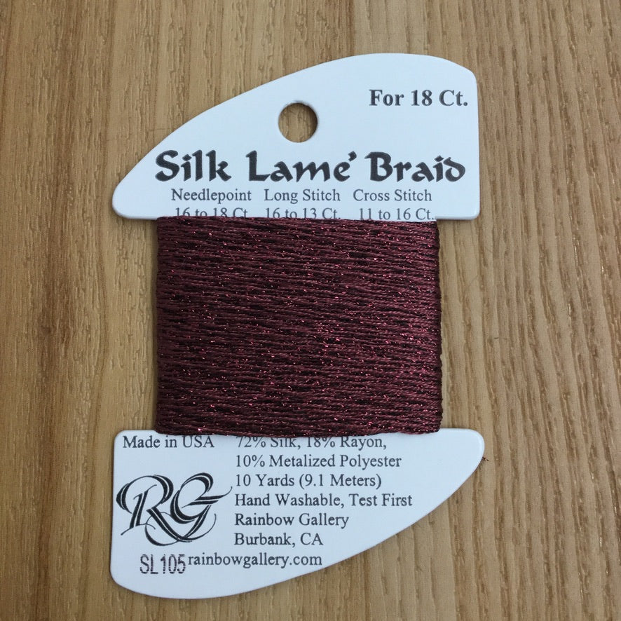 Silk Lamé Braid SL105 Wine - needlepoint