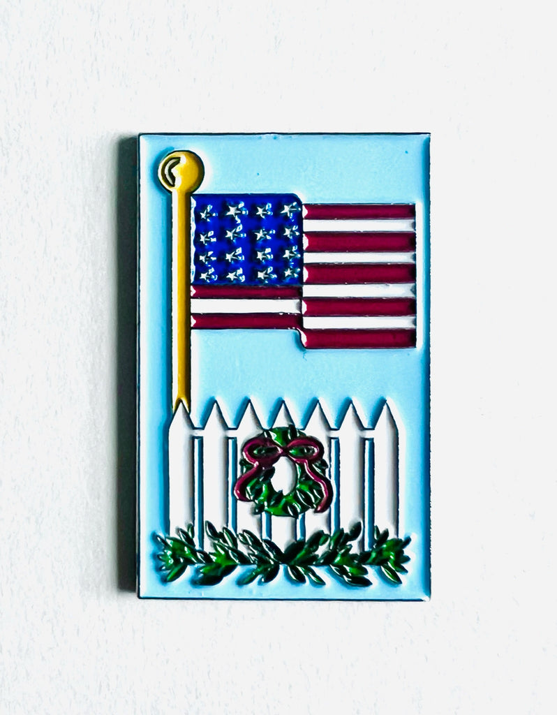Flag and Fence Magnet - KC Needlepoint