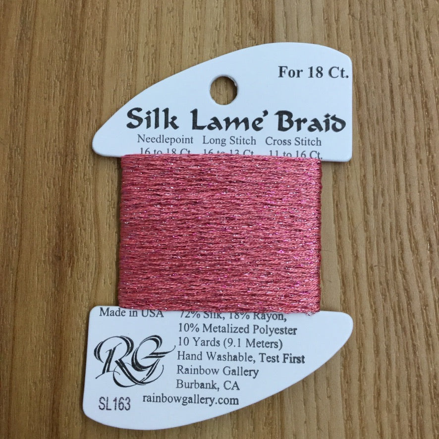 Silk Lamé Braid SL163 Medium Rose - KC Needlepoint