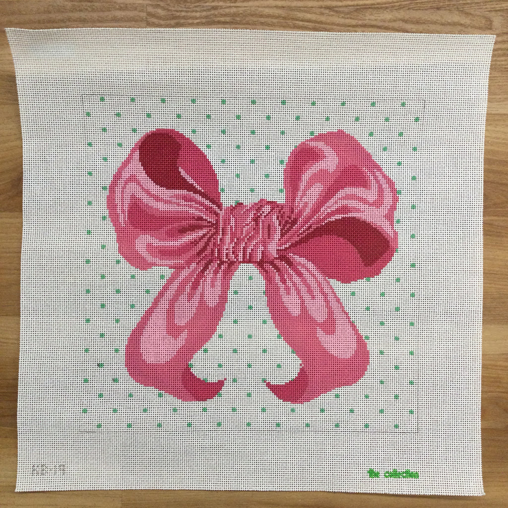 Lilly Pink Bow Needlepoint Canvas - KC Needlepoint