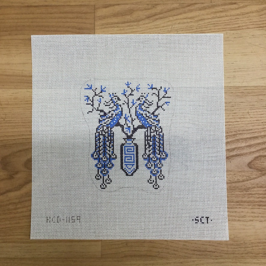 Two Peacocks Ornament Canvas - needlepoint