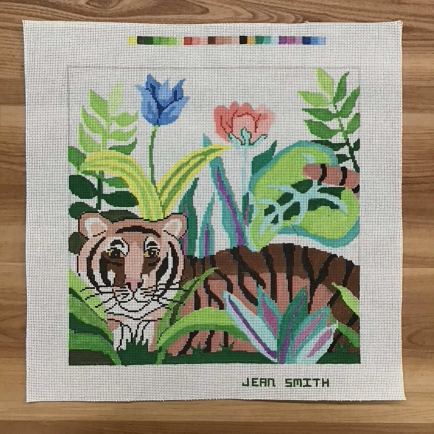 Tiger Waiting Canvas - KC Needlepoint
