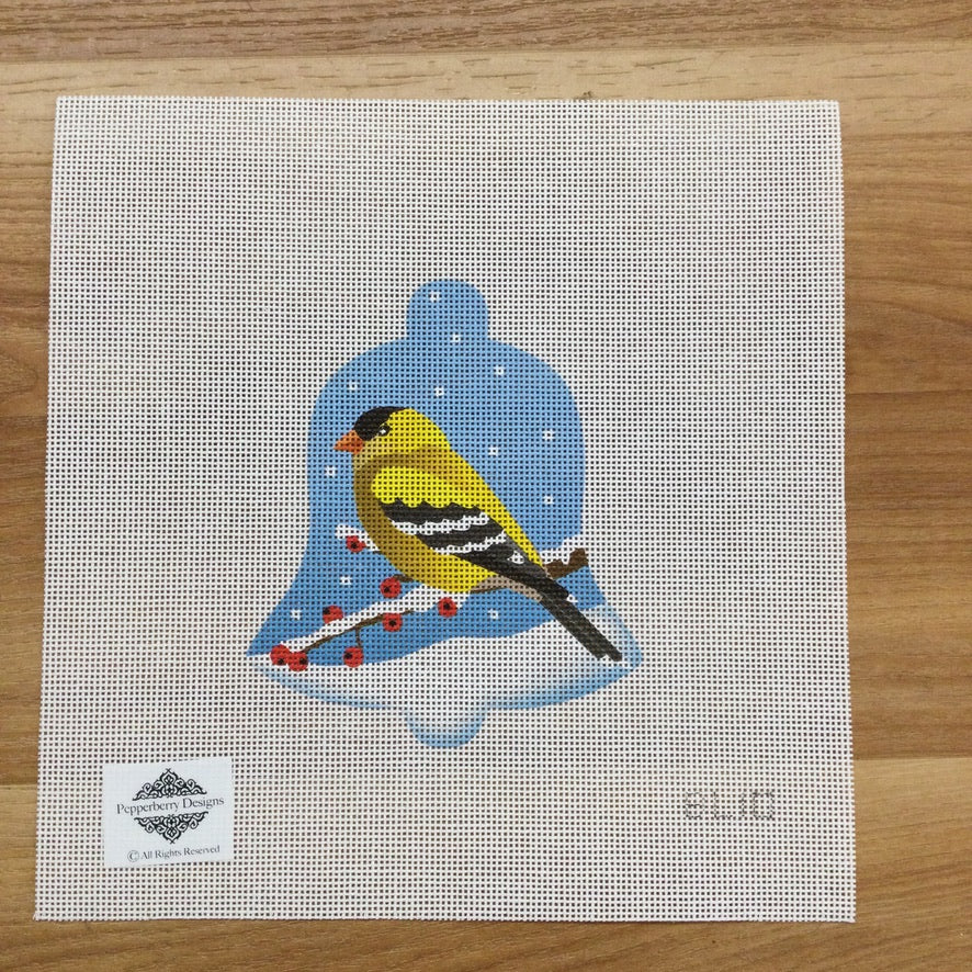 Goldfinch Snow Bell Canvas - KC Needlepoint