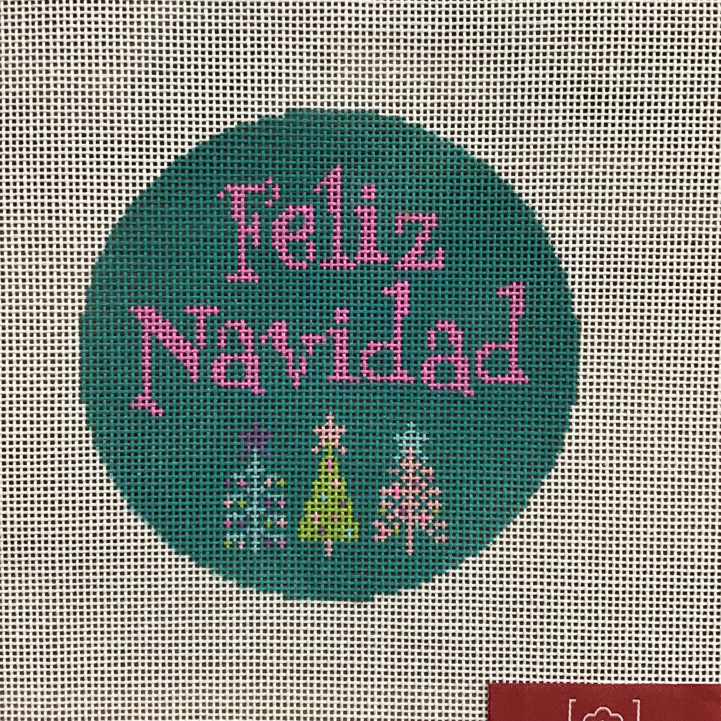 Feliz Navidad Round Canvas - KC Needlepoint