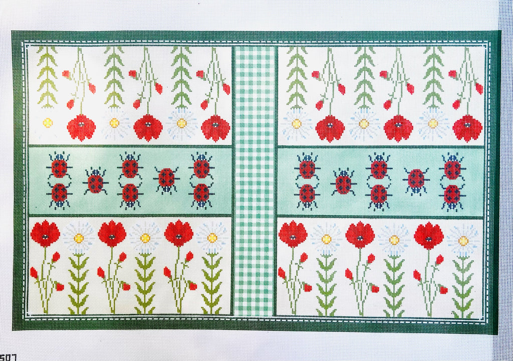 Poppy and Ladybug Backgammon Board Canvas - KC Needlepoint