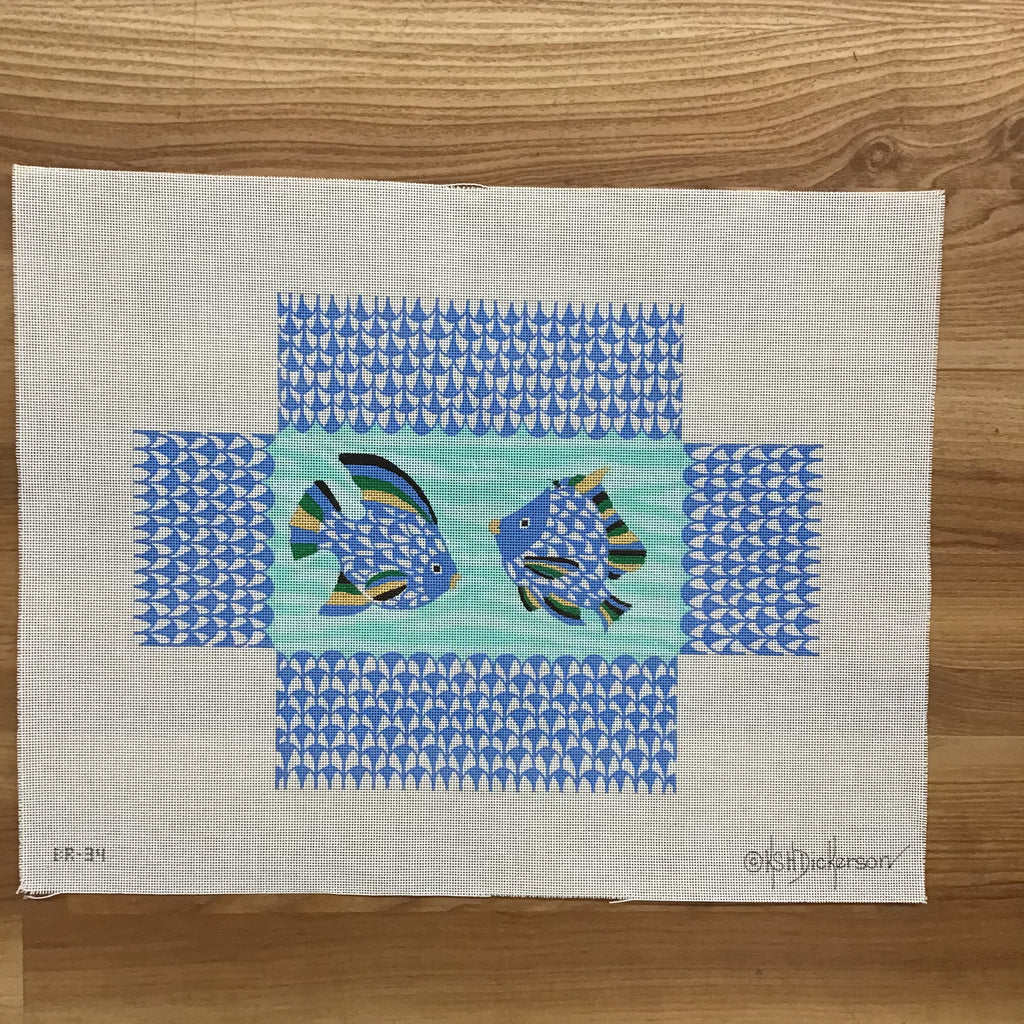Fishnet Tropical Fish Brick Cover Canvas - KC Needlepoint