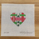 Mini Ribbon Heart Needlepoint Canvas - KC Needlepoint