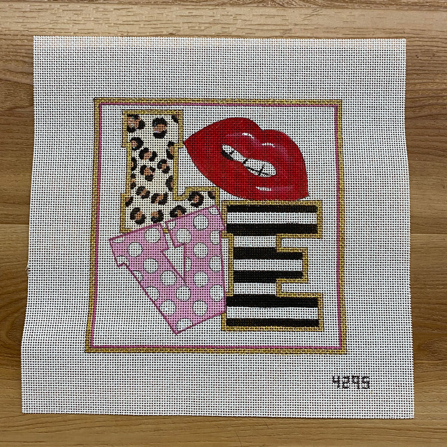 Patterned Love with Lips Canvas - KC Needlepoint