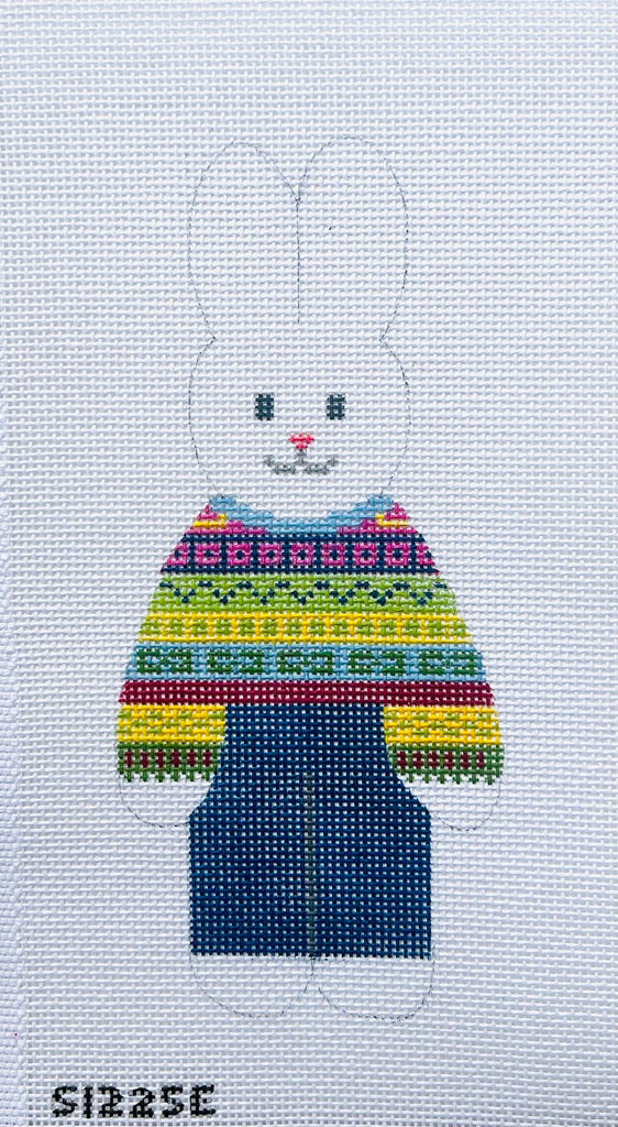 Blue Pants Bunny Needlepoint Canvas - KC Needlepoint
