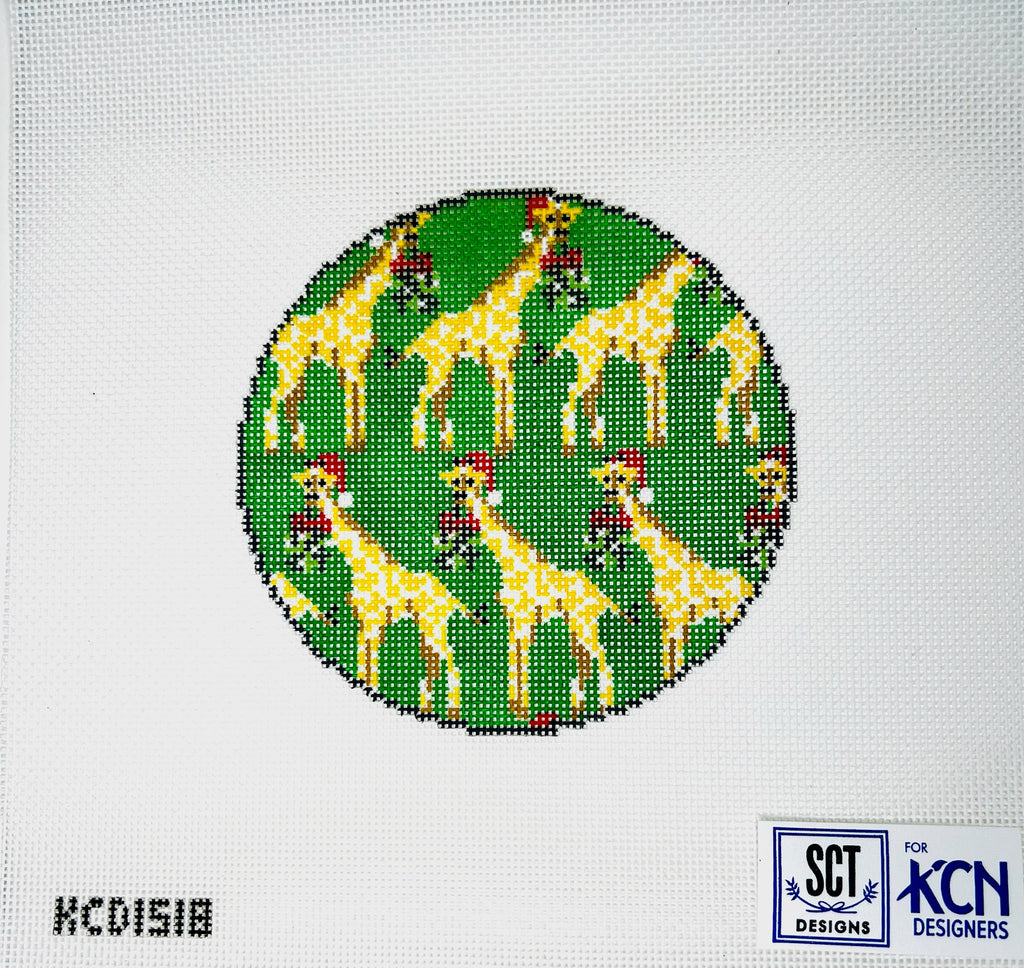 Mini Giraffe Round Canvas KC Needlepoint