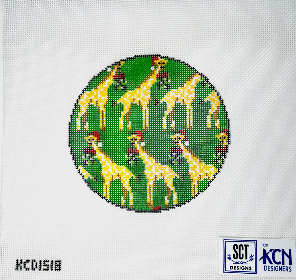 Mini Giraffe Round Canvas - KC Needlepoint