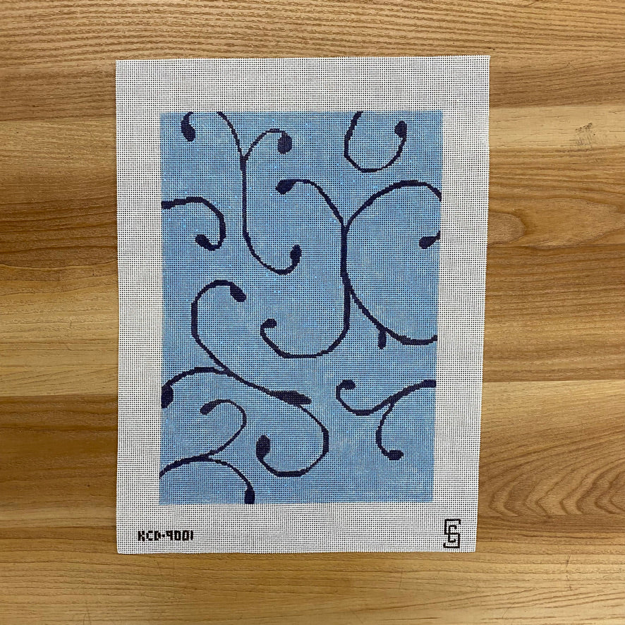 Blue Swirl Women's Wallet Canvas - KC Needlepoint