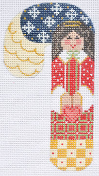 Heart Angel Candy Cane Canvas - KC Needlepoint