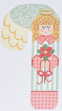 Angel with Poinsettia Candy Cane Canvas - KC Needlepoint