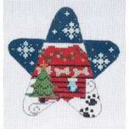 Dog House Star Ornament Canvas - KC Needlepoint