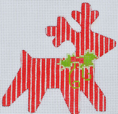 Striped Reindeer Canvas - KC Needlepoint