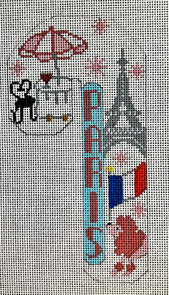 Paris Travel Candy Cane Canvas - KC Needlepoint