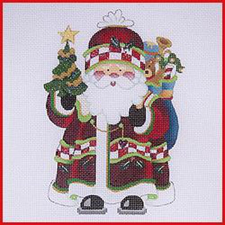 Squatty Santa with Tree Canvas - KC Needlepoint