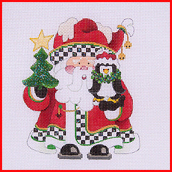 Squatty Santa with Penguin Canvas - KC Needlepoint