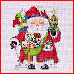 Squatty Santa with Sports Canvas - KC Needlepoint