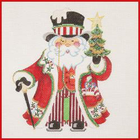 Squatty Santa with Top Hat Canvas - KC Needlepoint