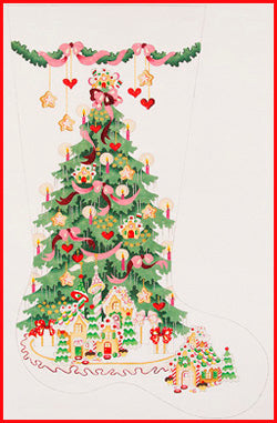 Gingerbread House Tree Stocking Canvas - KC Needlepoint