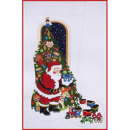 Santa with Presents Stocking Canvas - KC Needlepoint