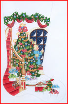 Boy at Window with Tree and Presents Stocking Canvas - KC Needlepoint