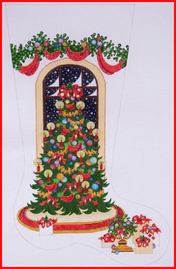 Christmas Tree with Presents Stocking Canvas - KC Needlepoint