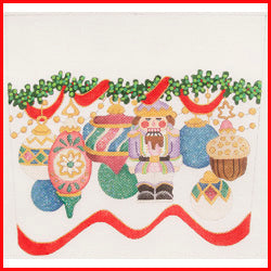 Baubles and Nutcracker Stocking Topper Canvas - KC Needlepoint