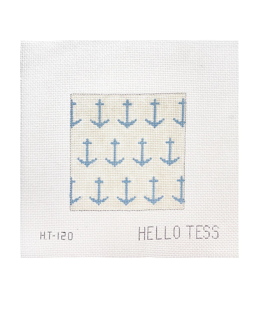 Cream and Blue Anchors Canvas - KC Needlepoint