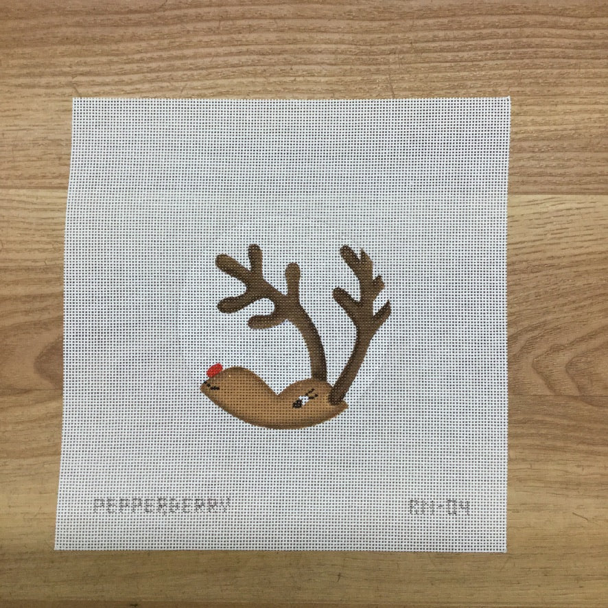Peeking Reindeer Ornament Canvas - KC Needlepoint