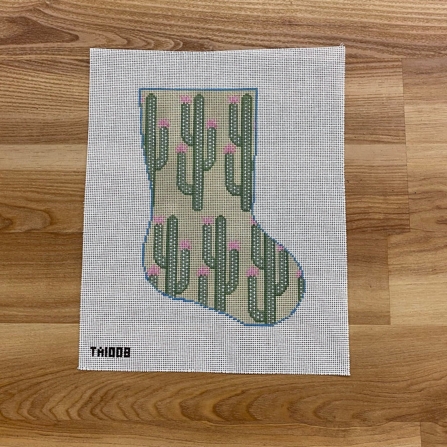 Cactus Mini Sock Canvas - KC Needlepoint