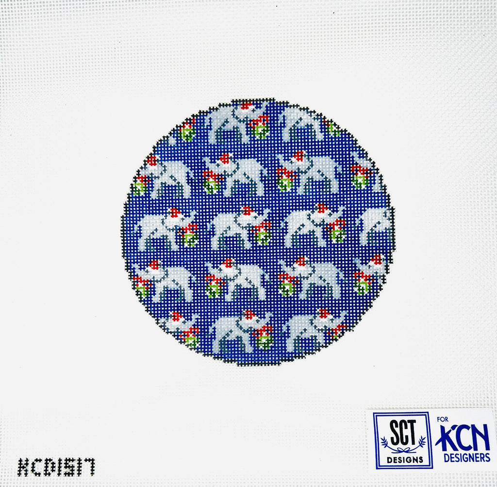 Mini Elephant Round Canvas - KC Needlepoint