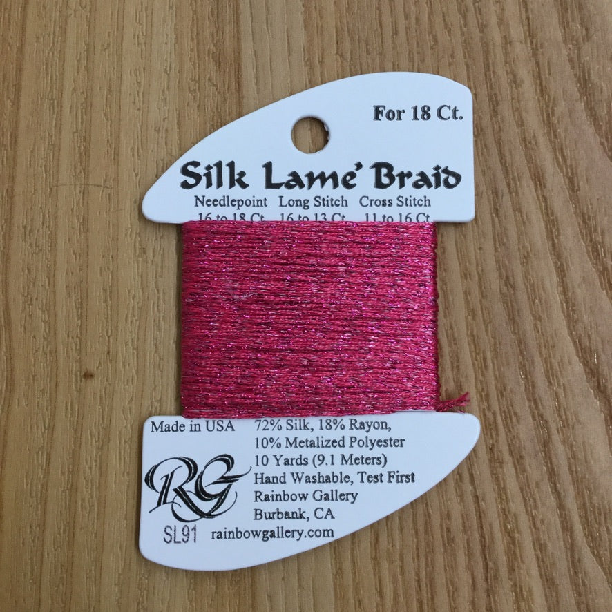 Silk Lamé Braid SL91 Dark Raspberry - KC Needlepoint