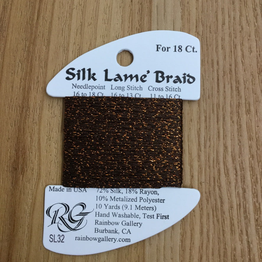 Silk Lamé Braid SL32 Coffee - needlepoint